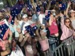 Flag-wavers enjoying the day
